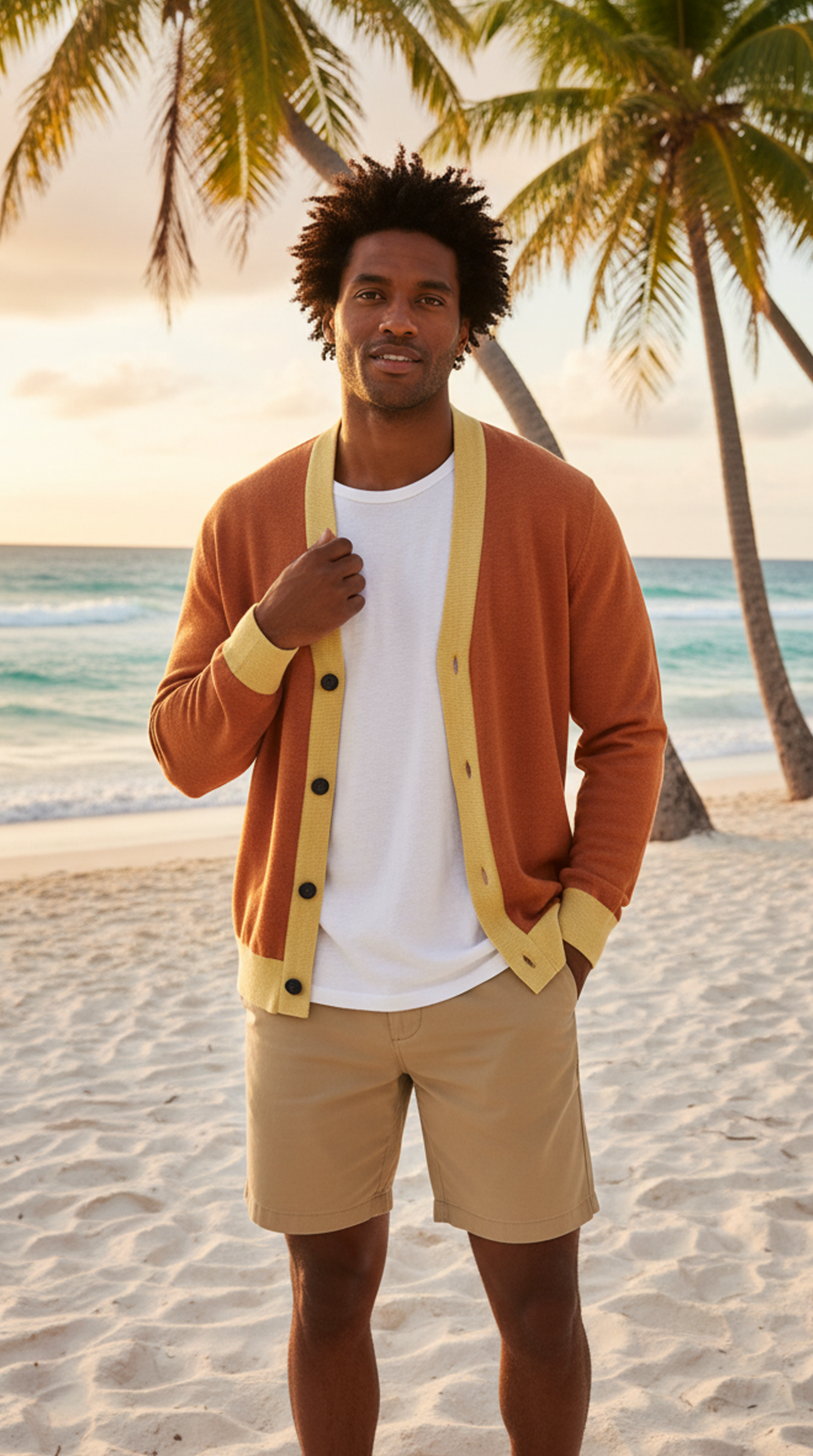 Men's Burnt Orange Knitted cardigan