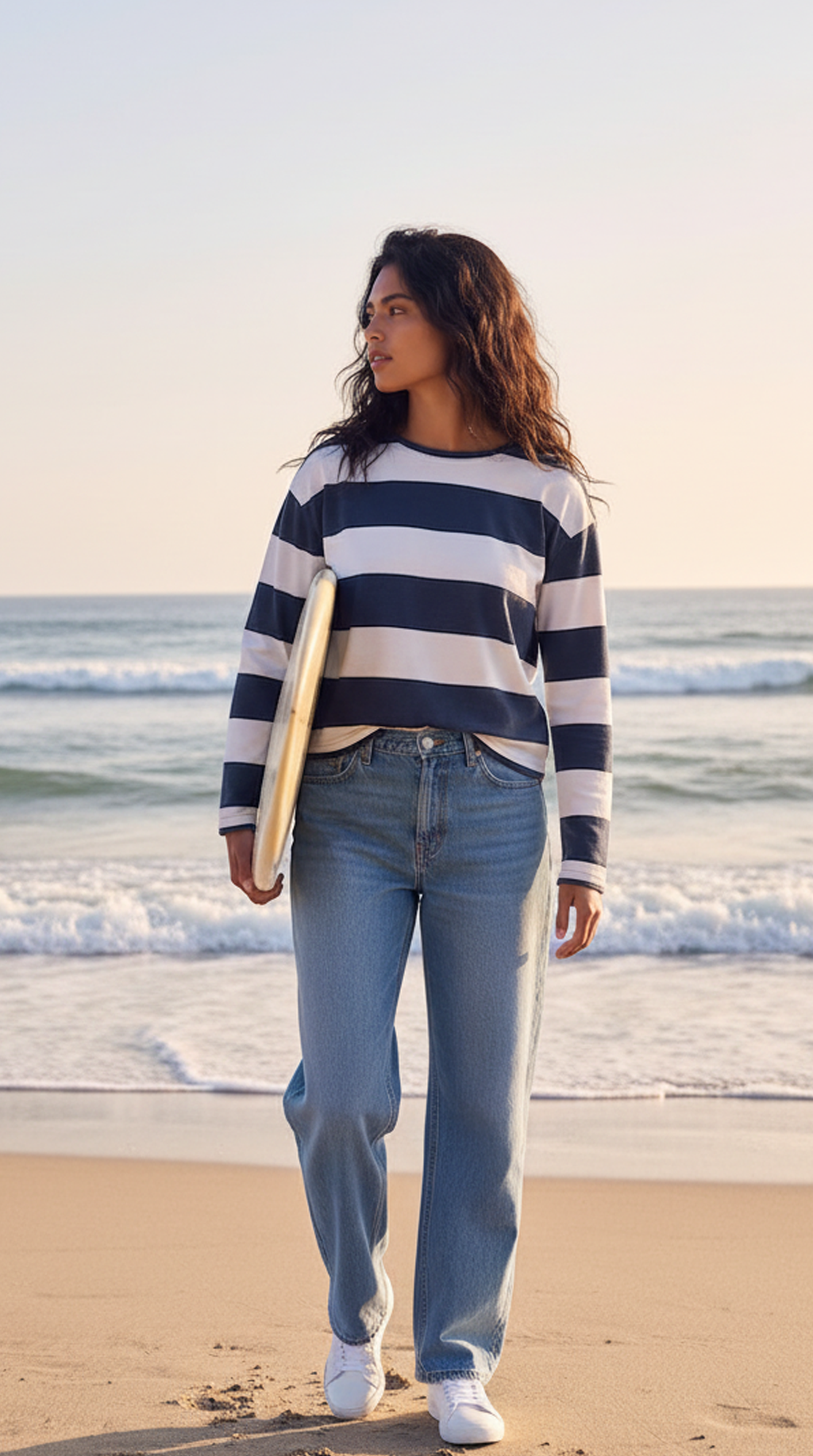 Women’s Stripe Straight Bottom Knitted Sweater